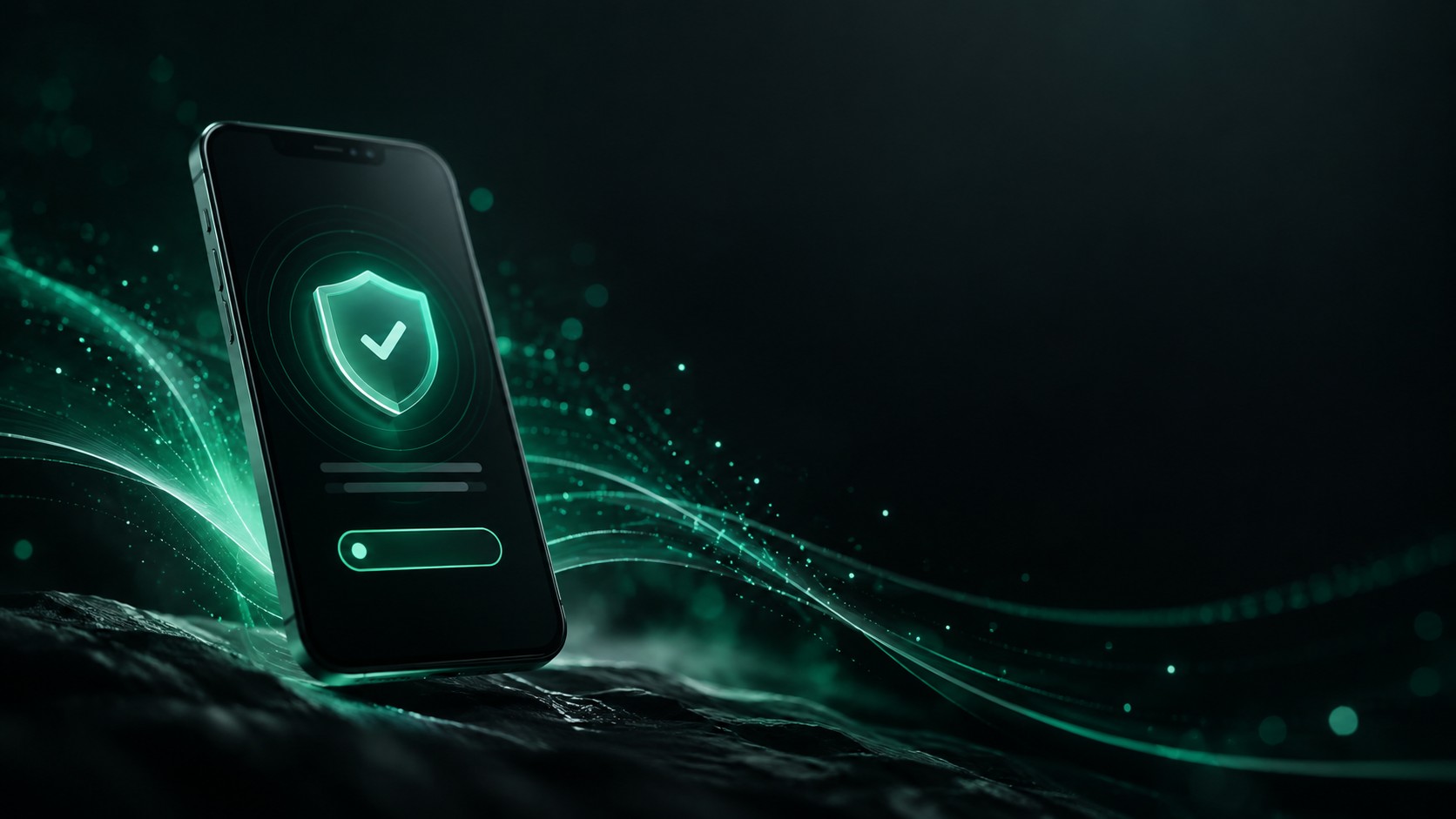 Phone showing a verification screen with a shield icon